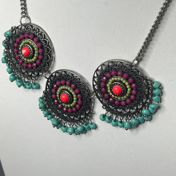 boho trendy necklace costume jewelry boho bohemian trendy FLAW see pix - Picture 2 of 9